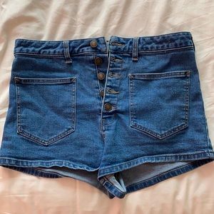 Free People, We the Free button up retro high waist shorts size 29